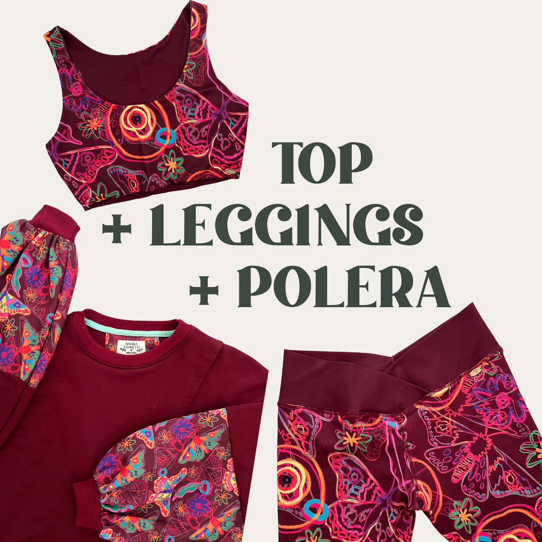 SET COMPLETO: TOP + LEGGINGS + POLERA · Butterfly Soul